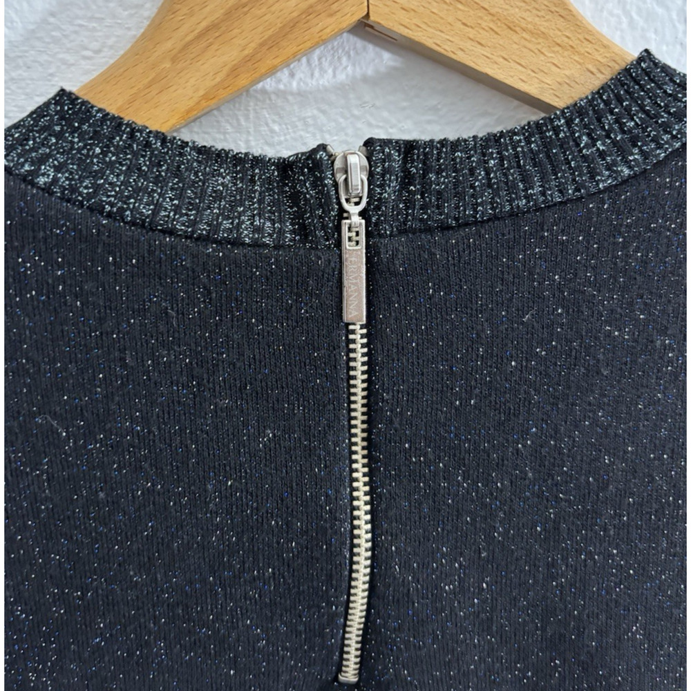 Ermanna Black Knit Sweater Solid Long Sleeve Size… - image 3